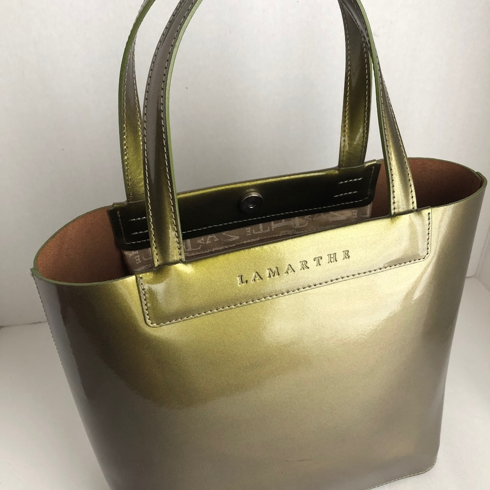 LAMARTHE Italian Patent Leather Small Tote